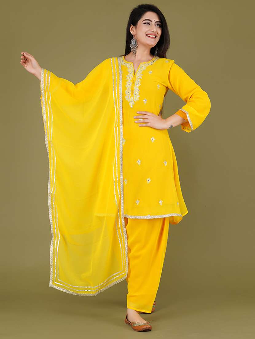 women notch neck kurta salwar set with dupatta