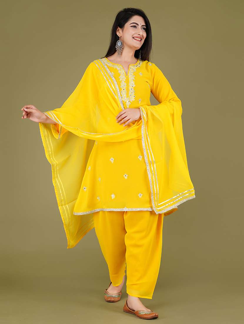 women notch neck kurta salwar set with dupatta - 21568144 -  Standard Image - 1