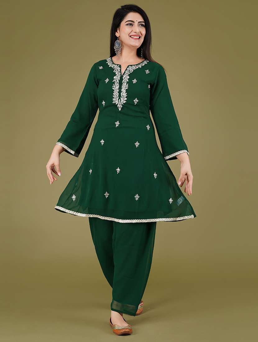 women notch neck kurta salwar set with dupatta - 21568145 -  Standard Image - 1