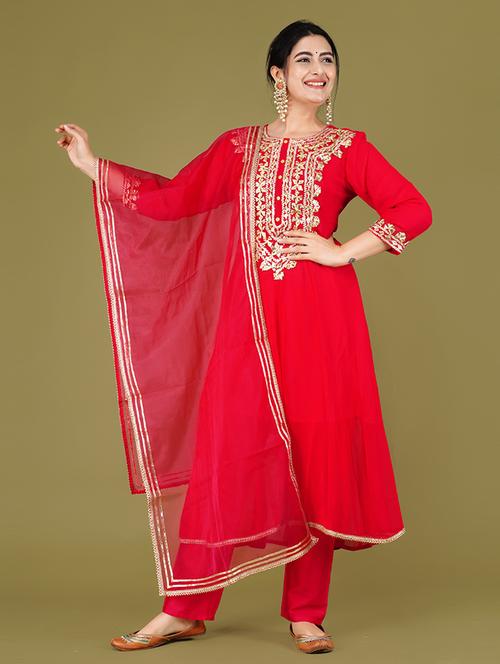 women round neck kurta pant set with dupatta - 21568147 -  Standard Image - 0