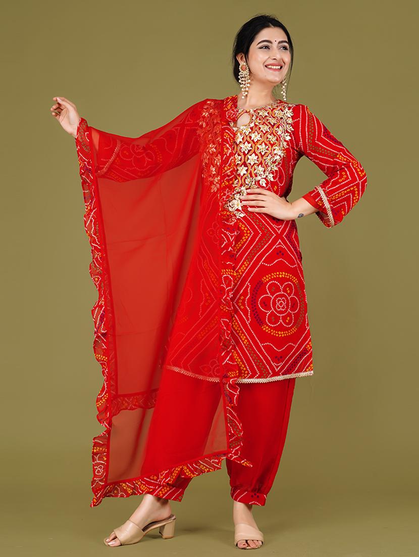 women bandhani kurta salwar set with dupatta - 21568149 - Zoom Image - 0