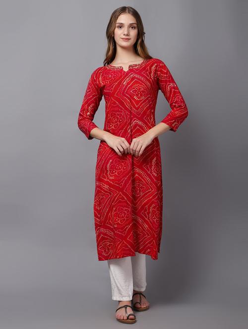 women three quarter sleeve straight kurta - 21568161 -  Standard Image - 0