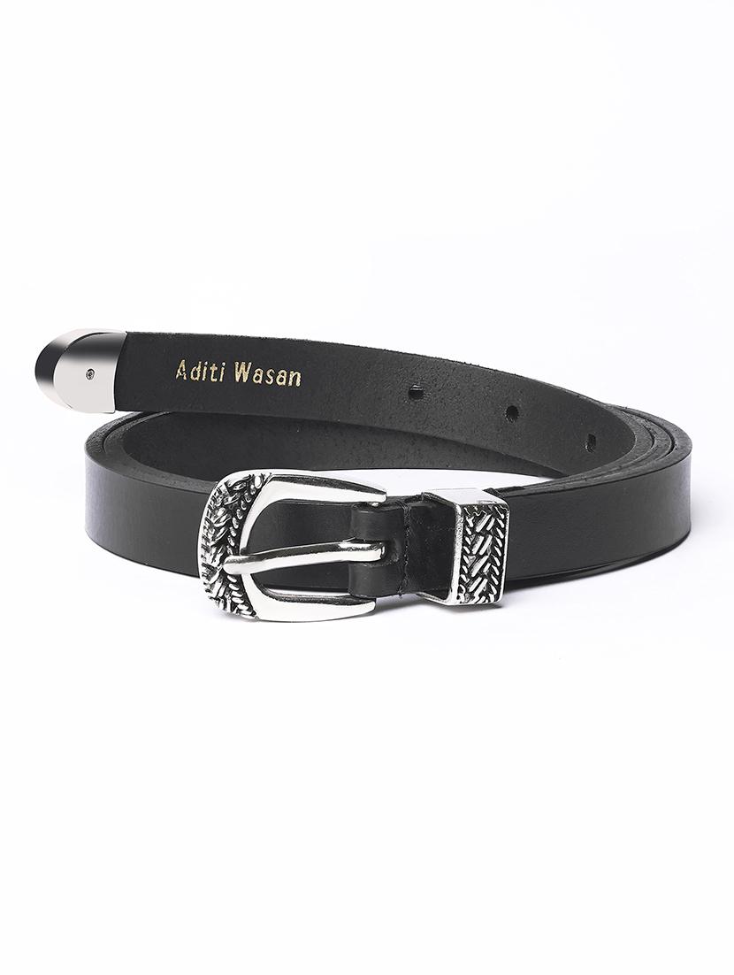 aditi wasan black solid genuine leather women's belt - 21568184 -  Standard Image - 1