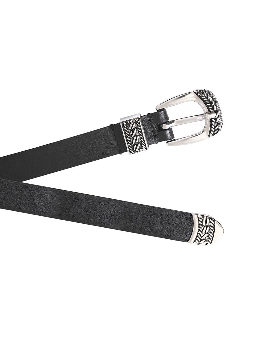 aditi wasan black solid genuine leather women's belt - 21568184 - Standard Image - 4