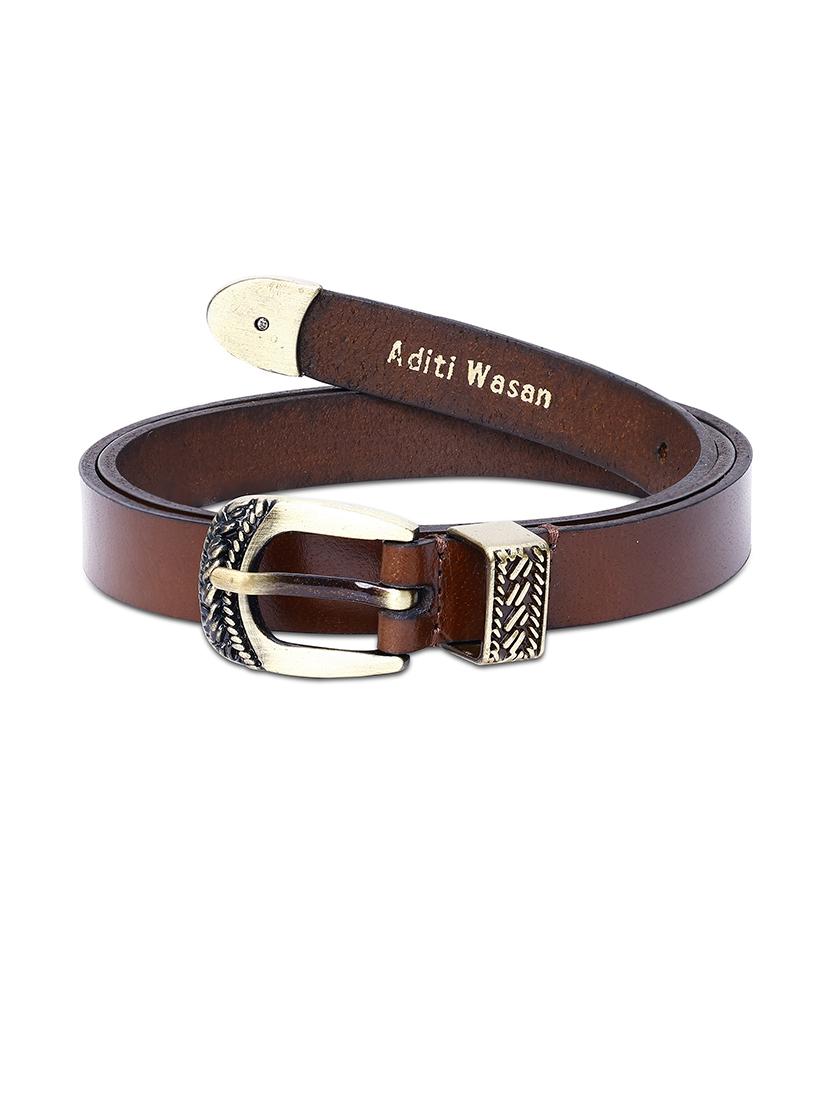 aditi wasan brown solid genuine leather women's belt - 21568185 - Standard Image - 1