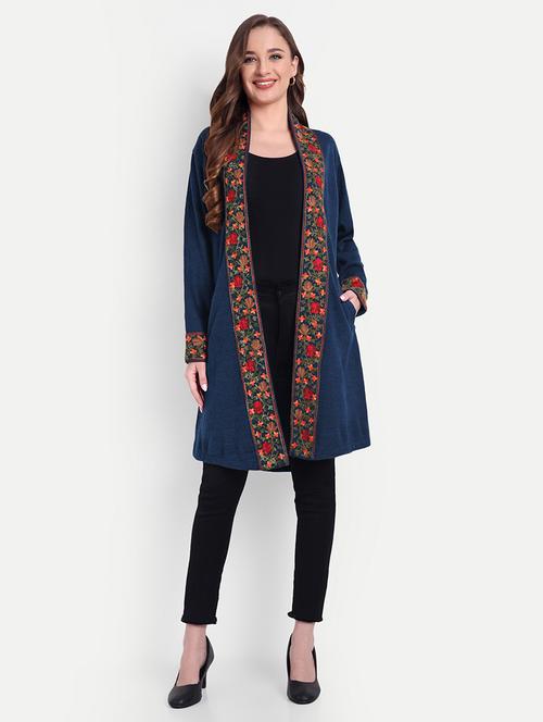 women embroidered long sleeve shrug - 21568347 - Standard Image - 0