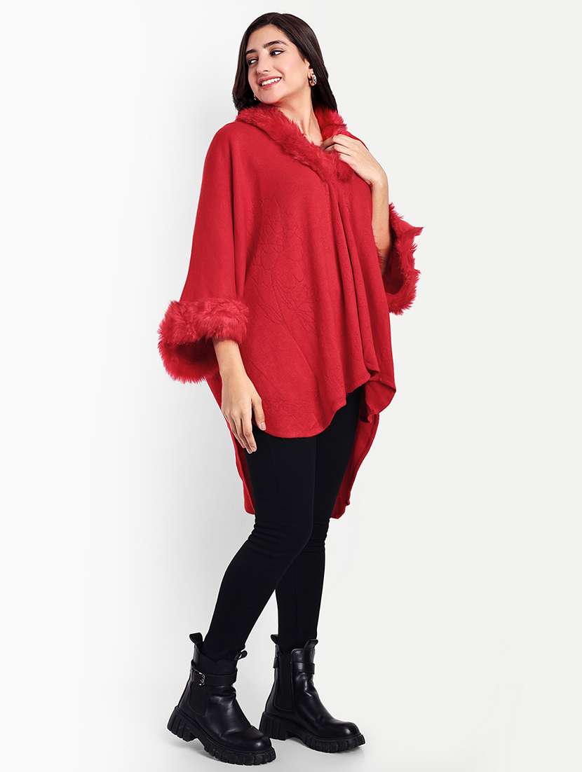 women red solid long sleeve shrug - 21568356 - Standard Image - 4