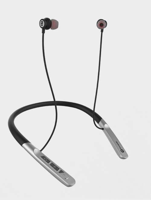snapup musique basspro bluetooth wireless neckband (silver black)