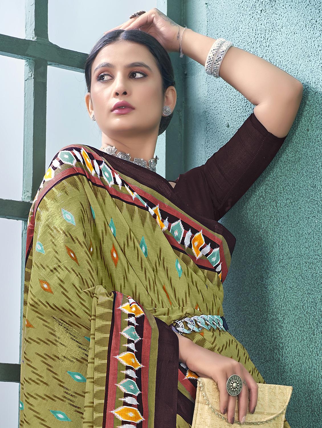 women printed saree with blouse - 21568899 -  Standard Image - 1