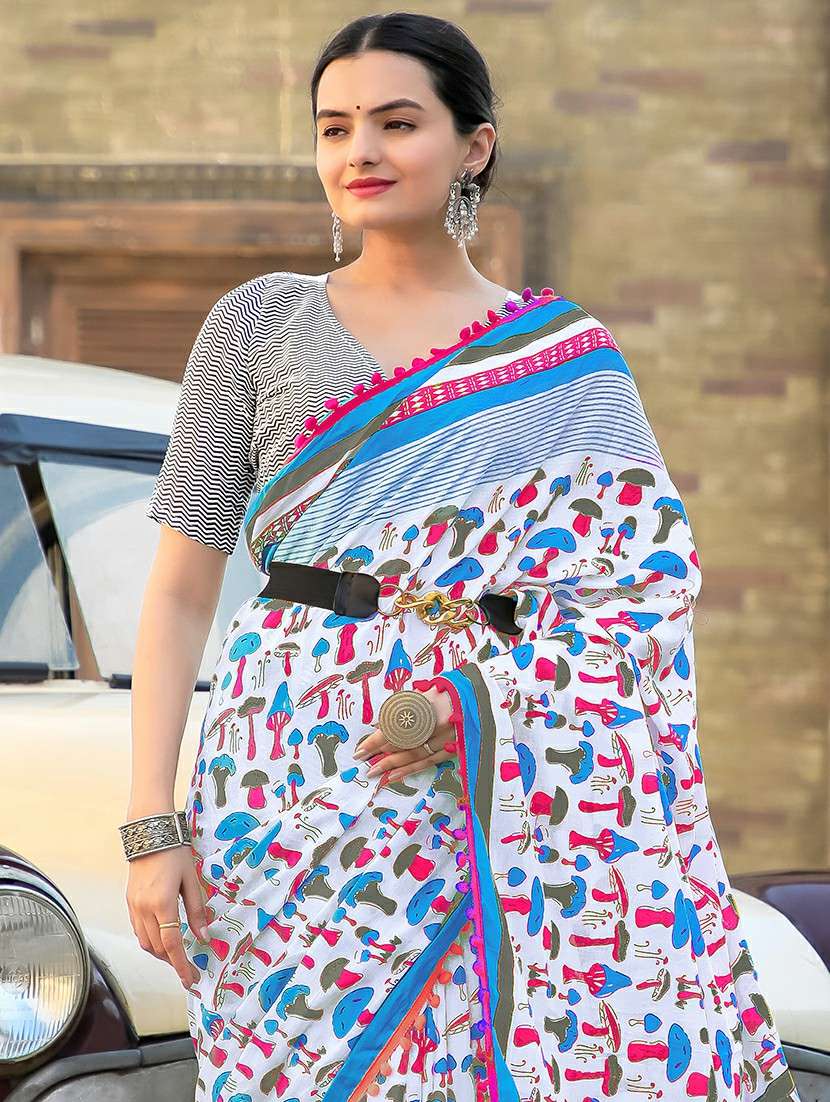 women printed pure cotton saree with blouse - 21568932 -  Standard Image - 1