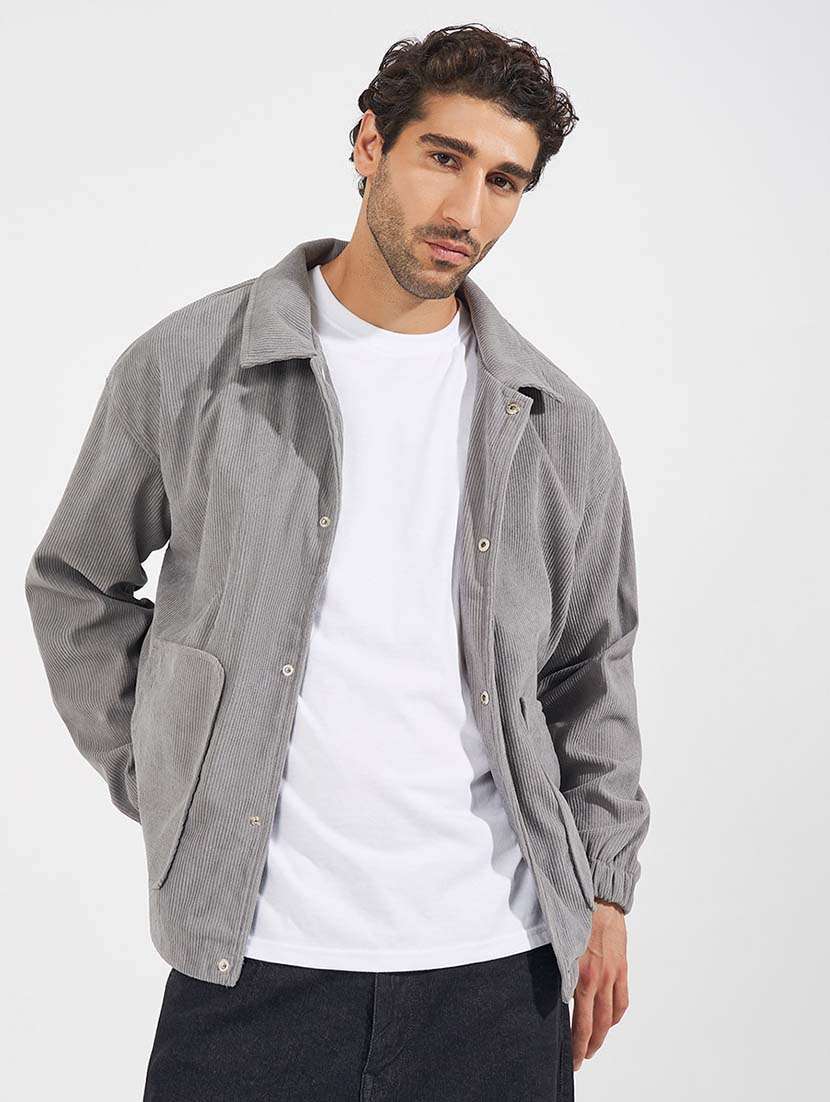 men solid long sleeves casual jacket