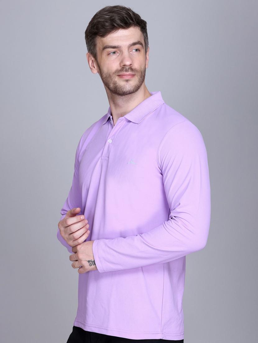 men solid long sleeve polo t-shirt - 21569289 - Standard Image - 1