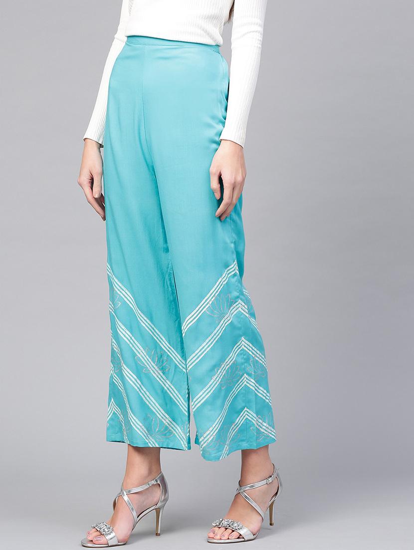 women blue printed palazzo - 21569501 - Standard Image - 1