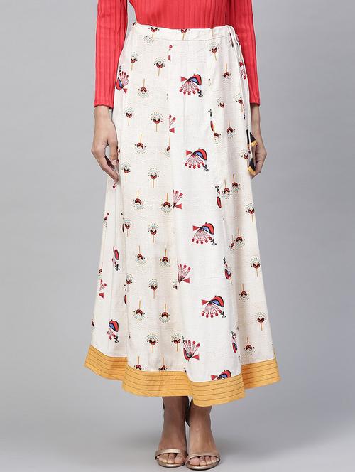 women off-white printed a-line skirt - 21569505 - Standard Image - 0