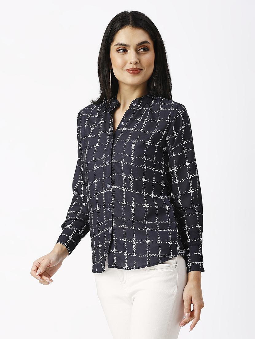 women printed mandarin neck shirt - 21569574 - Standard Image - 1