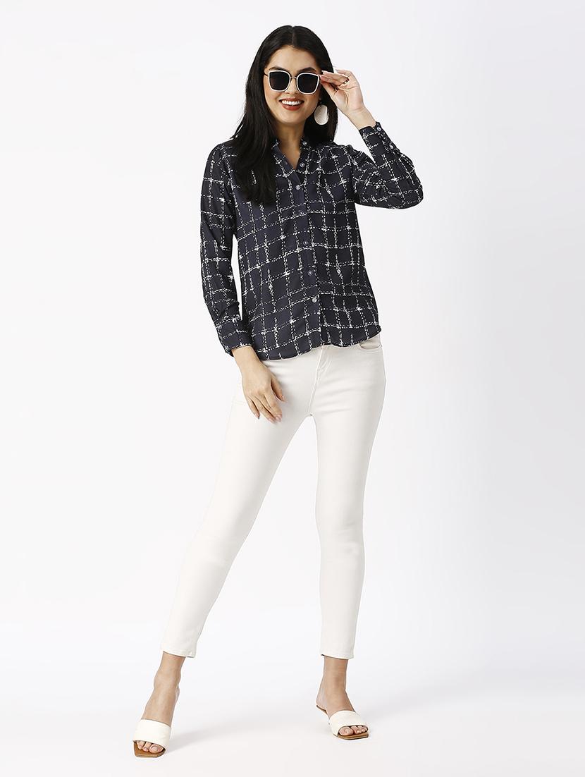 women printed mandarin neck shirt - 21569574 - Standard Image - 4