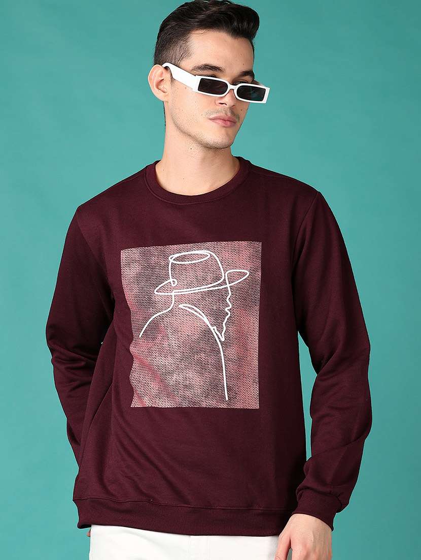 men long sleeves front print sweatshirt - 21569587 -  Standard Image - 1