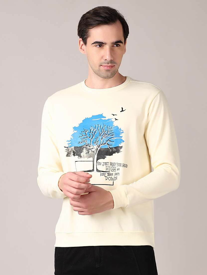 men long sleeves front print sweatshirt