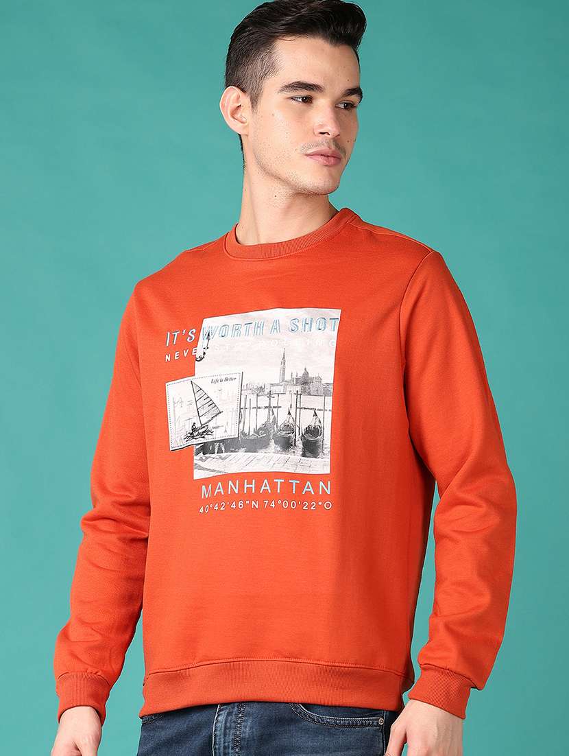men long sleeves front print sweatshirt - 21569591 -  Standard Image - 1