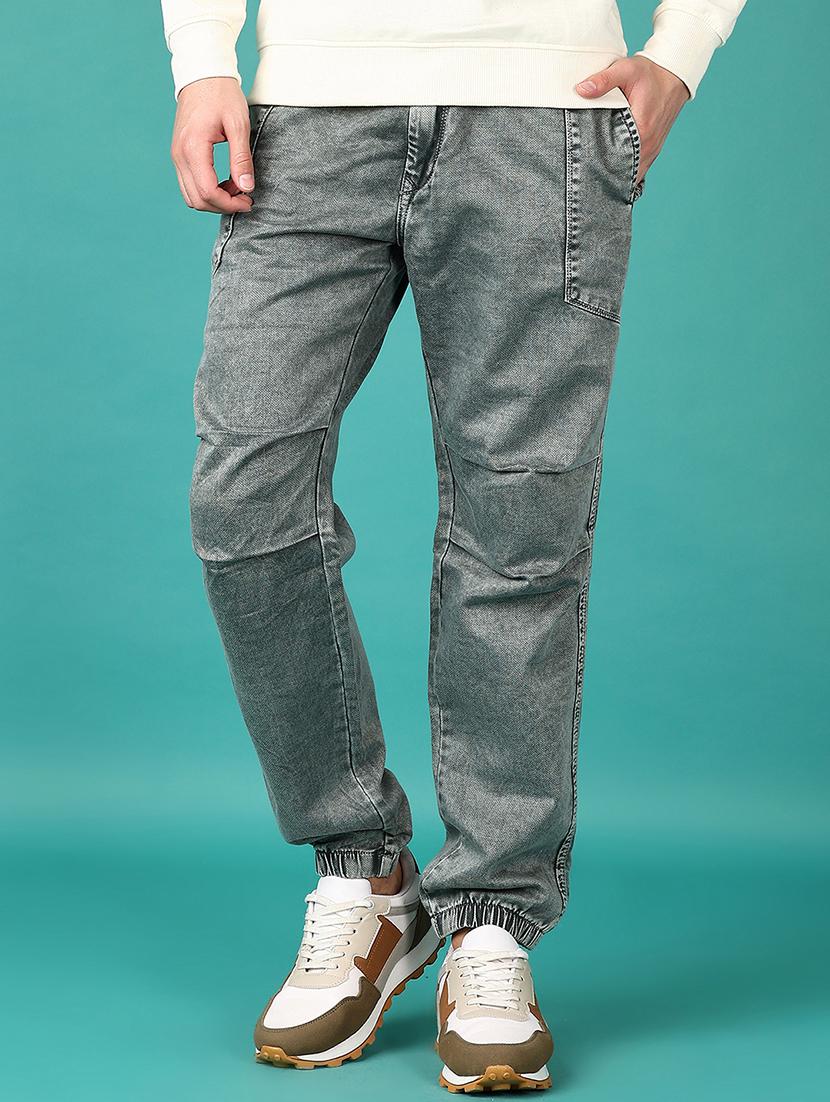 men olive solid mid rise regular fit jogger - 21569605 - Standard Image - 1