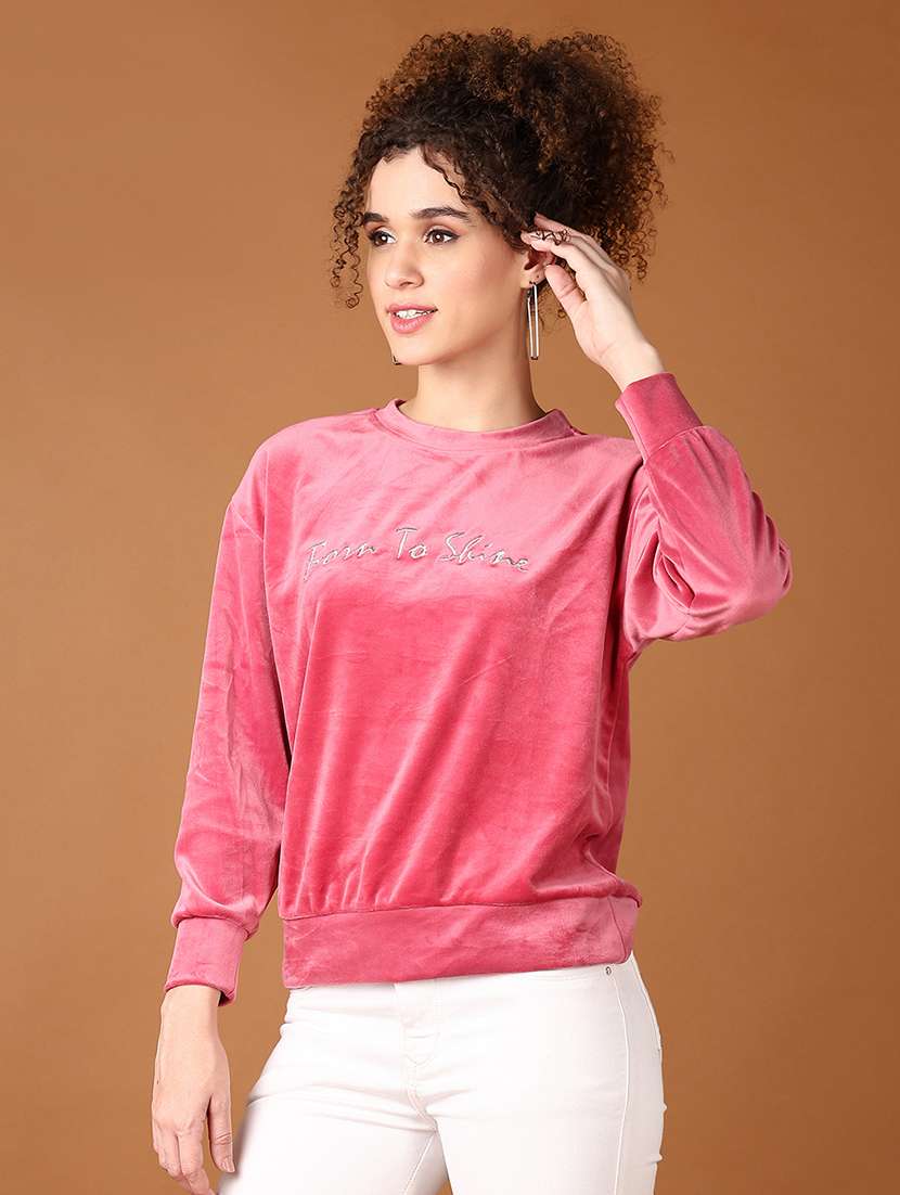 women pink chest print long sleeve sweatshirt - 21569606 -  Standard Image - 1