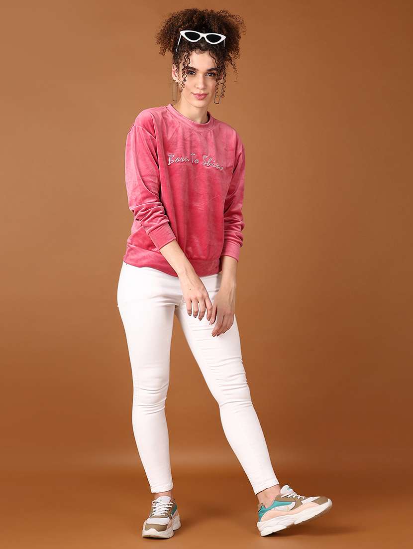 women pink chest print long sleeve sweatshirt - 21569606 -  Standard Image - 4