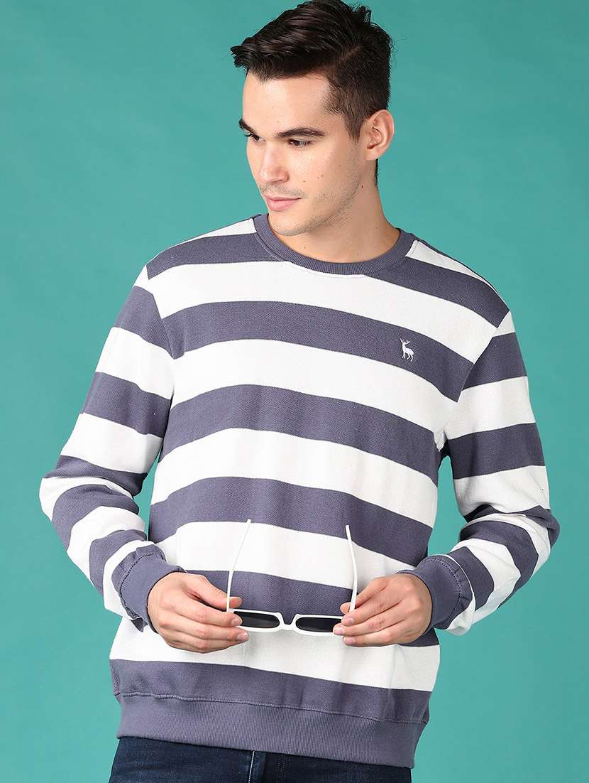 men long sleeves striped sweatshirt