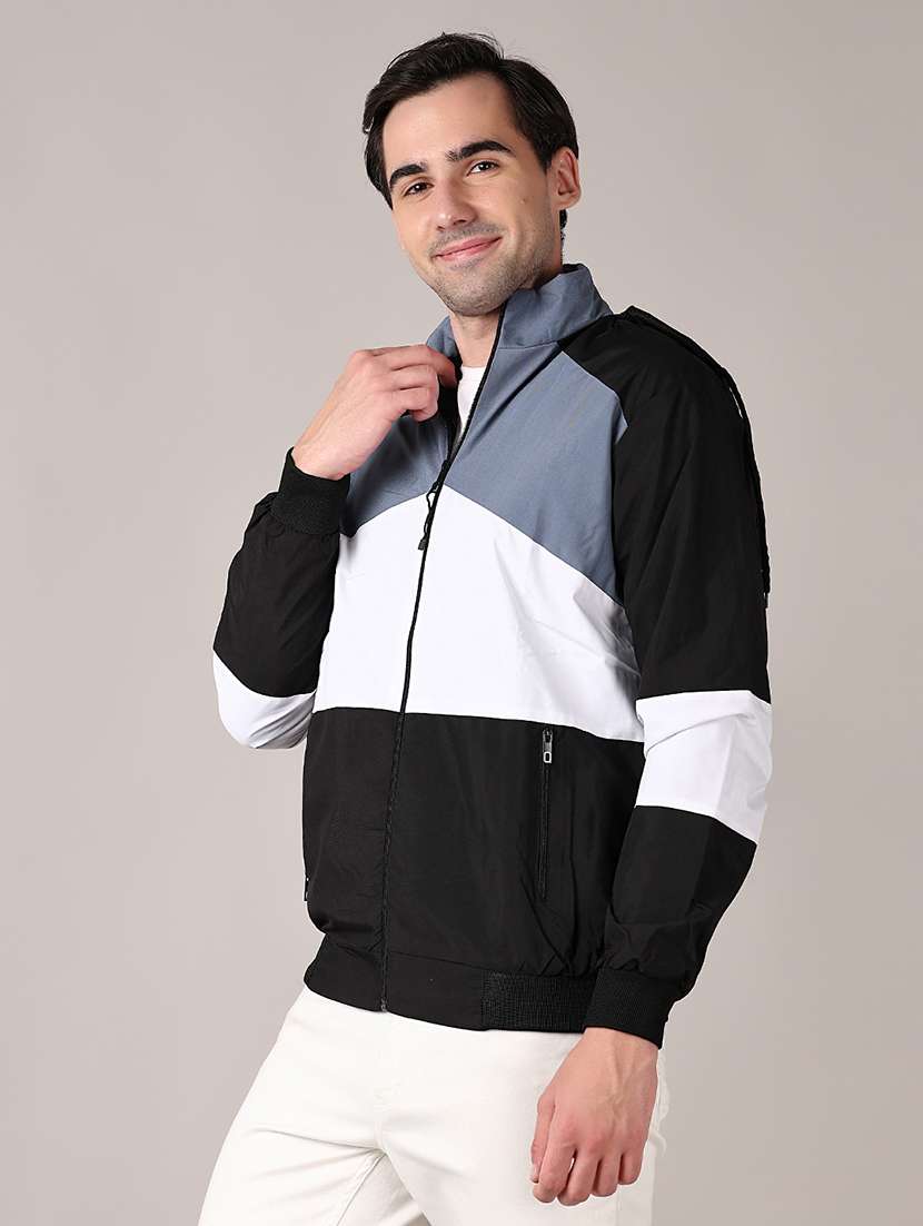 men color block long sleeve bomber jacket - 21569624 -  Standard Image - 1