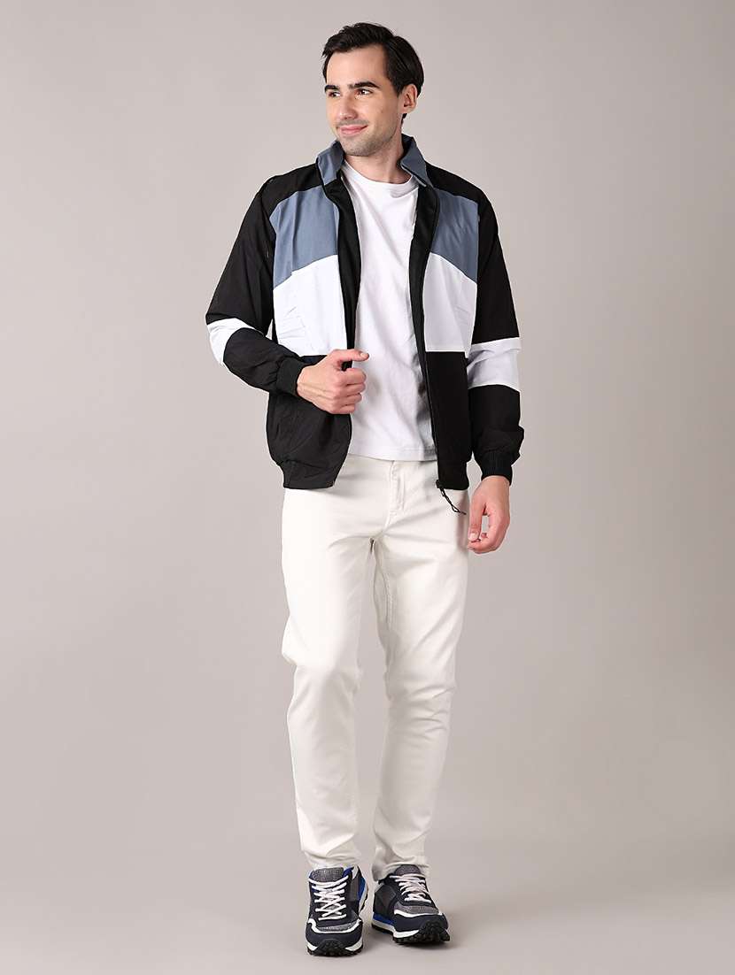 men color block long sleeve bomber jacket - 21569624 -  Standard Image - 4