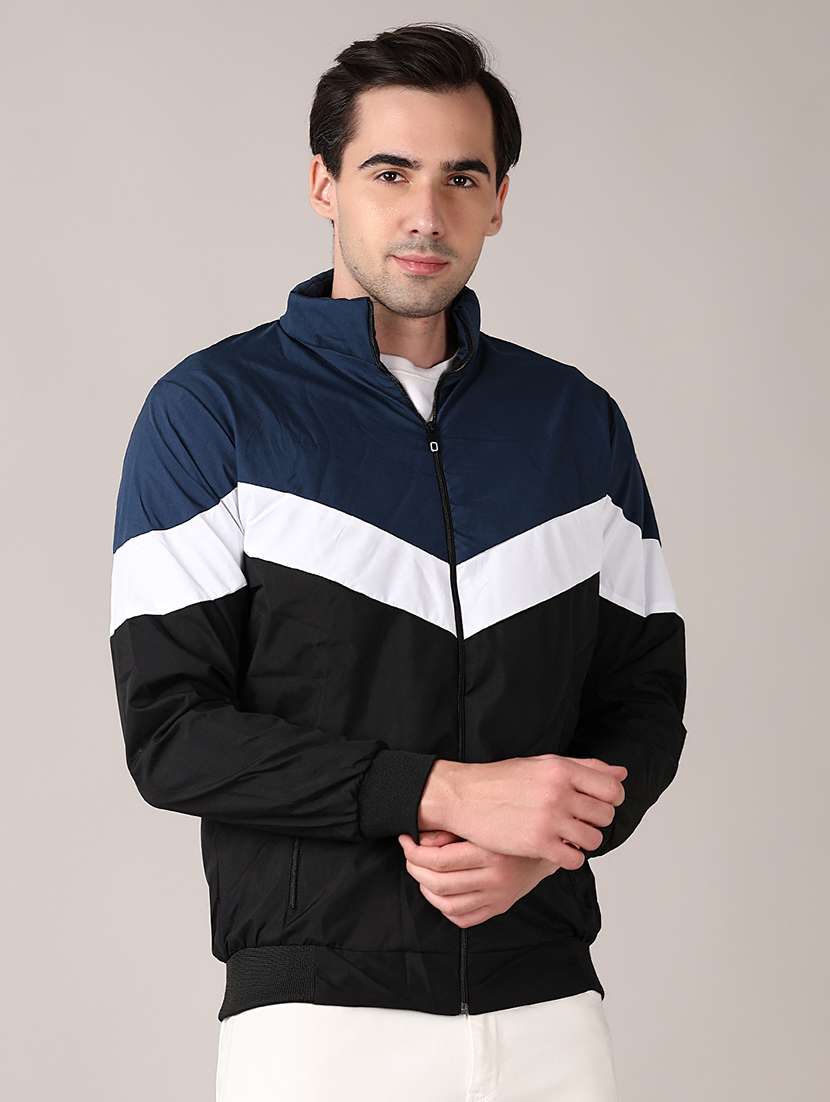 men color block long sleeve bomber jacket