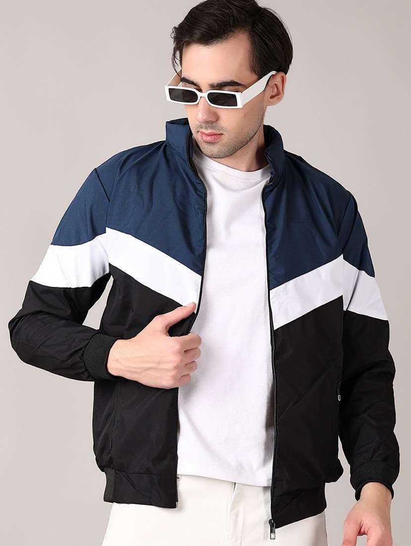 men color block long sleeve bomber jacket - 21569625 -  Standard Image - 1