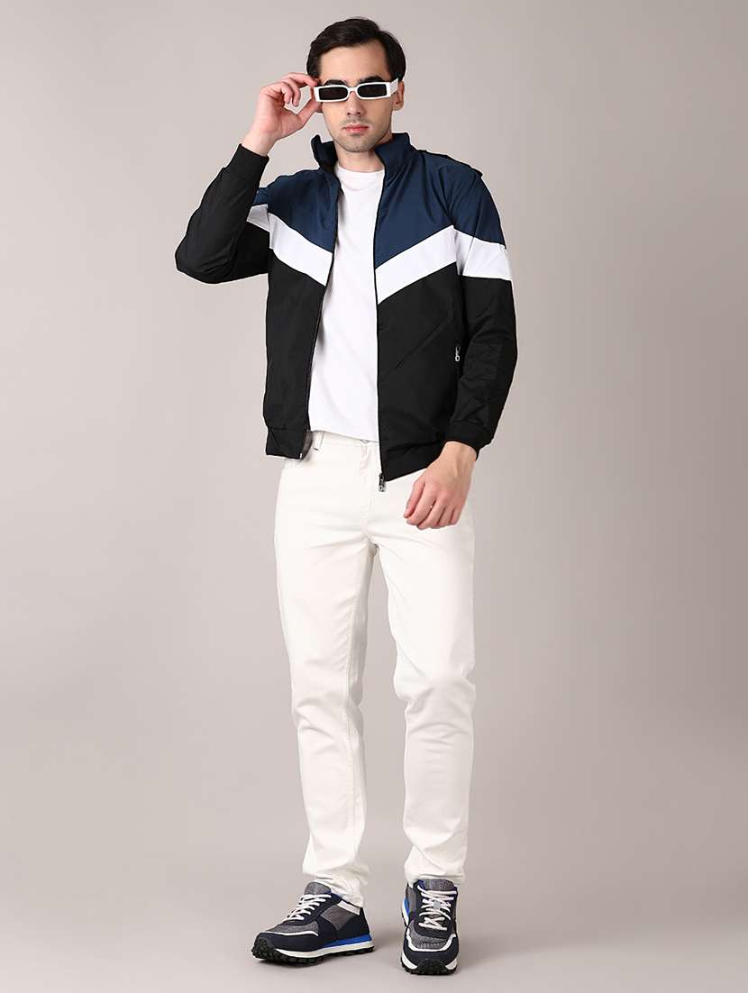 men color block long sleeve bomber jacket - 21569625 -  Standard Image - 4