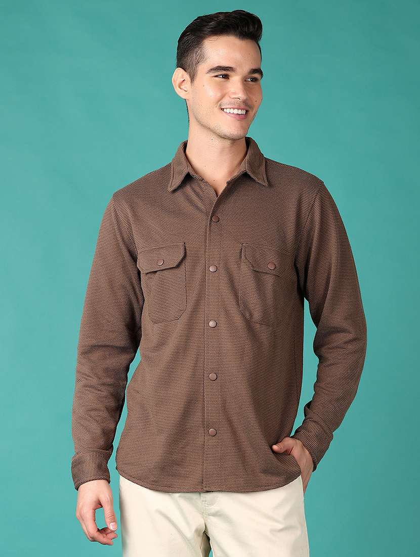 men solid long sleeve casual shirt - 21569650 -  Standard Image - 1