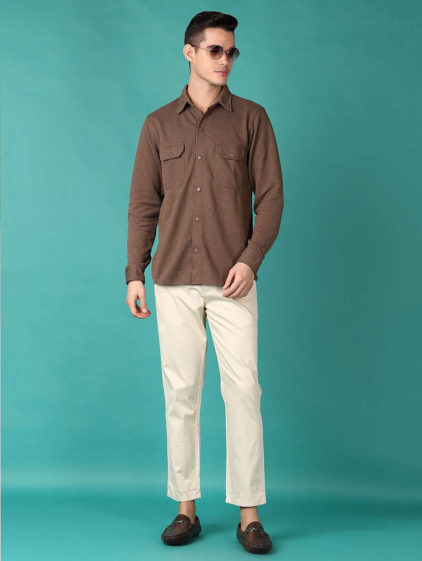 men solid long sleeve casual shirt - 21569650 -  Standard Image - 4