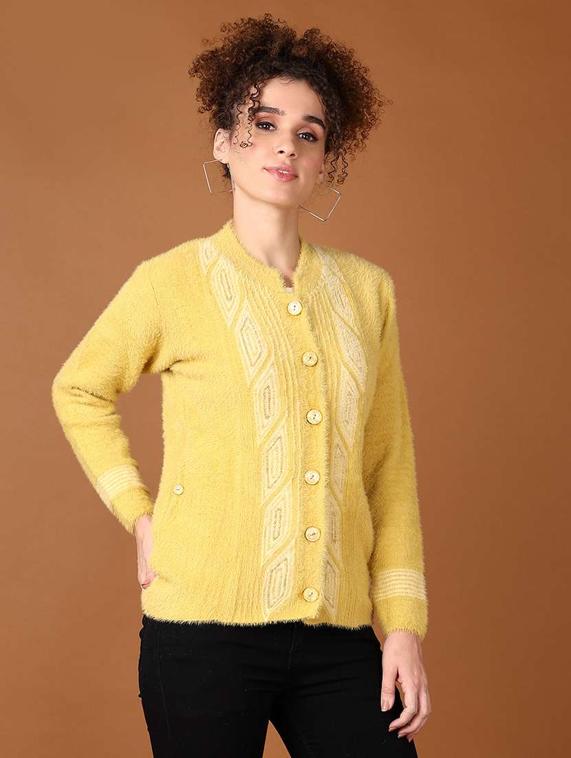 women self design long sleeve cardigan - 21569653 -  Standard Image - 1