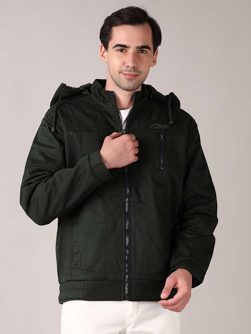 men solid long sleeve bomber jacket