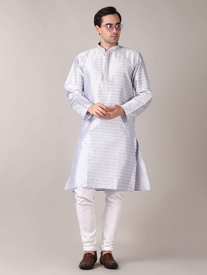 men lavender self design kurta pyjama ethnic wear set - 21569670 -  Standard Image - 1