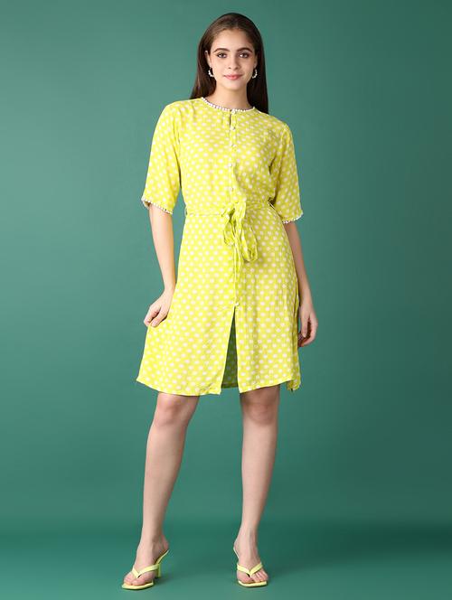 women polka dots print key hole neck a-line dress - 21569680 -  Standard Image - 0