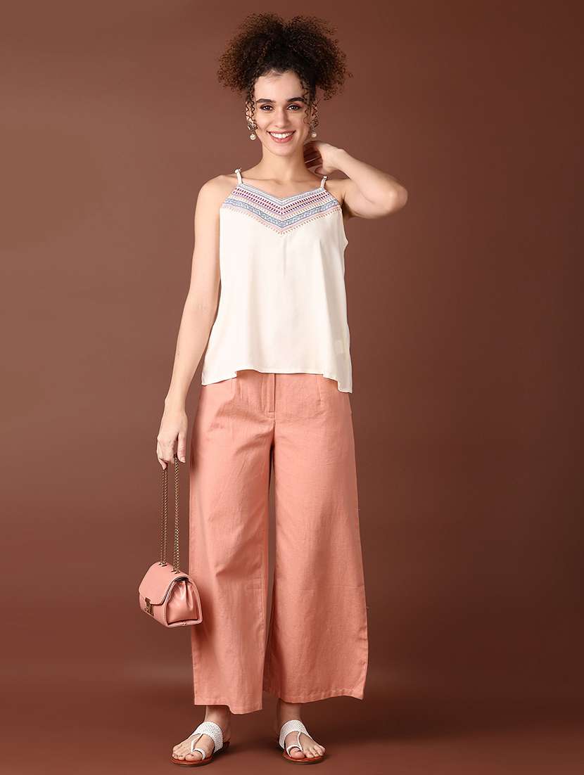 women solid shoulder strap neck top - 21569686 -  Standard Image - 4