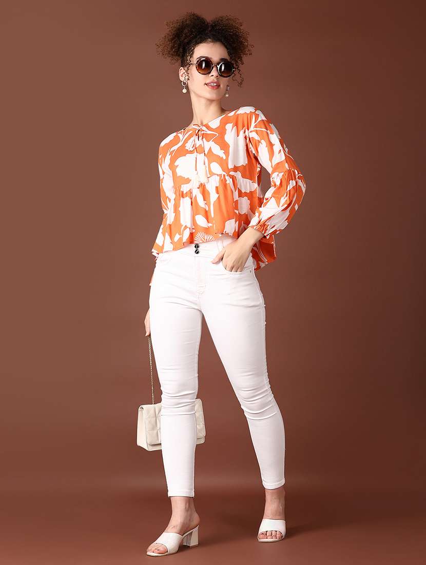 women floral printed long sleeve crop top - 21569688 -  Standard Image - 4