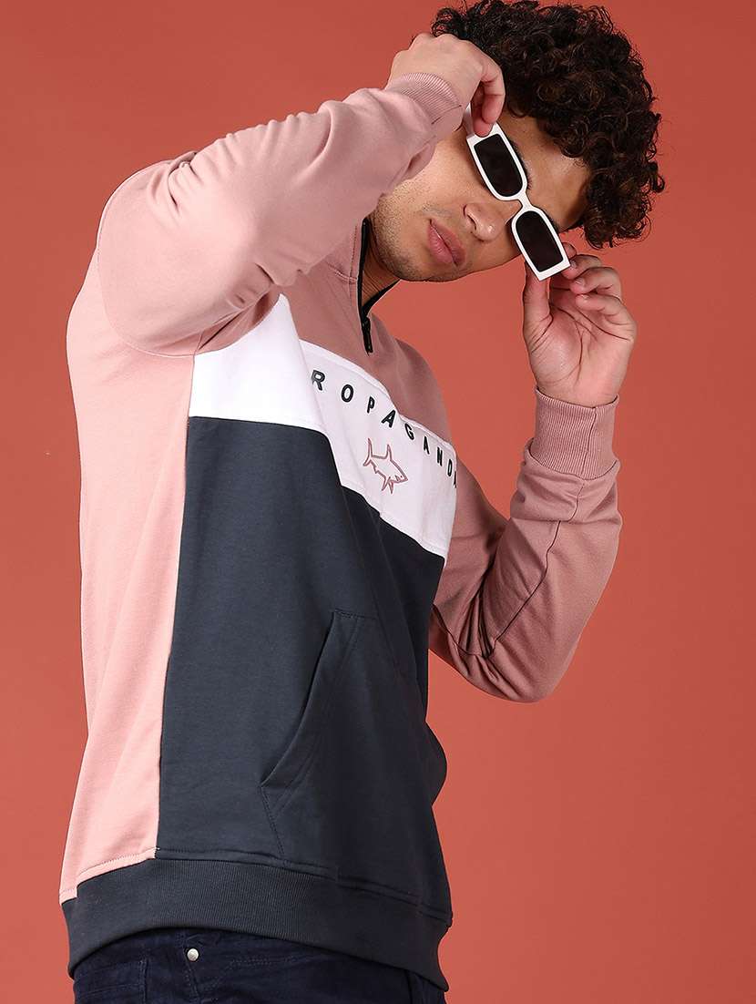 men long sleeves color block sweatshirt - 21569750 -  Standard Image - 1