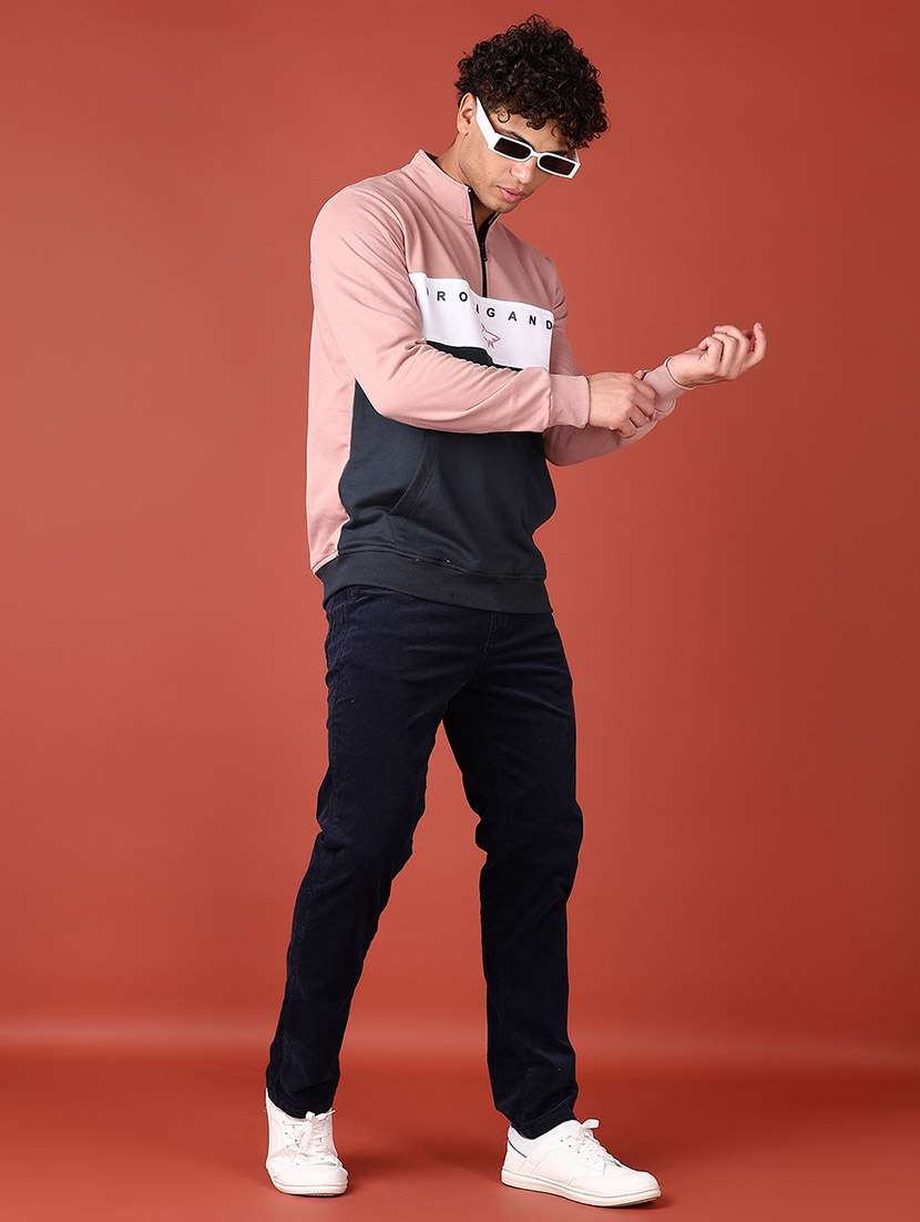 men long sleeves color block sweatshirt - 21569750 -  Standard Image - 4