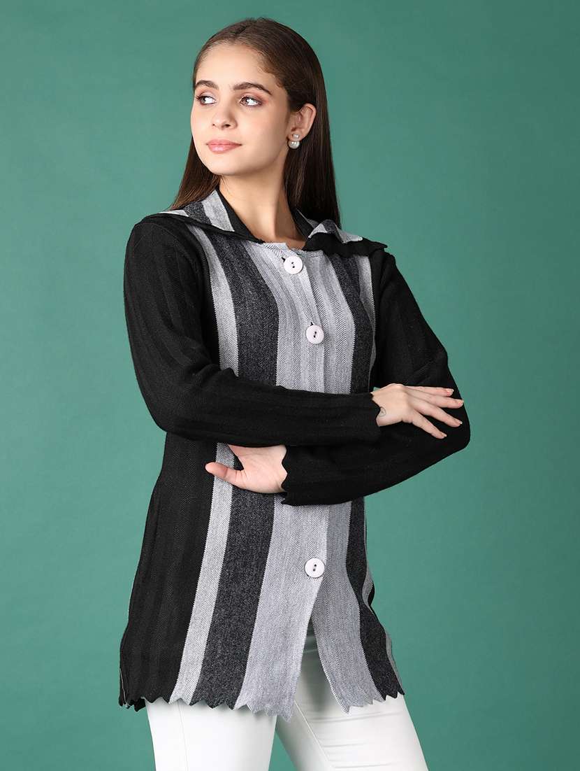 women striped long sleeve cardigan - 21569756 -  Standard Image - 1