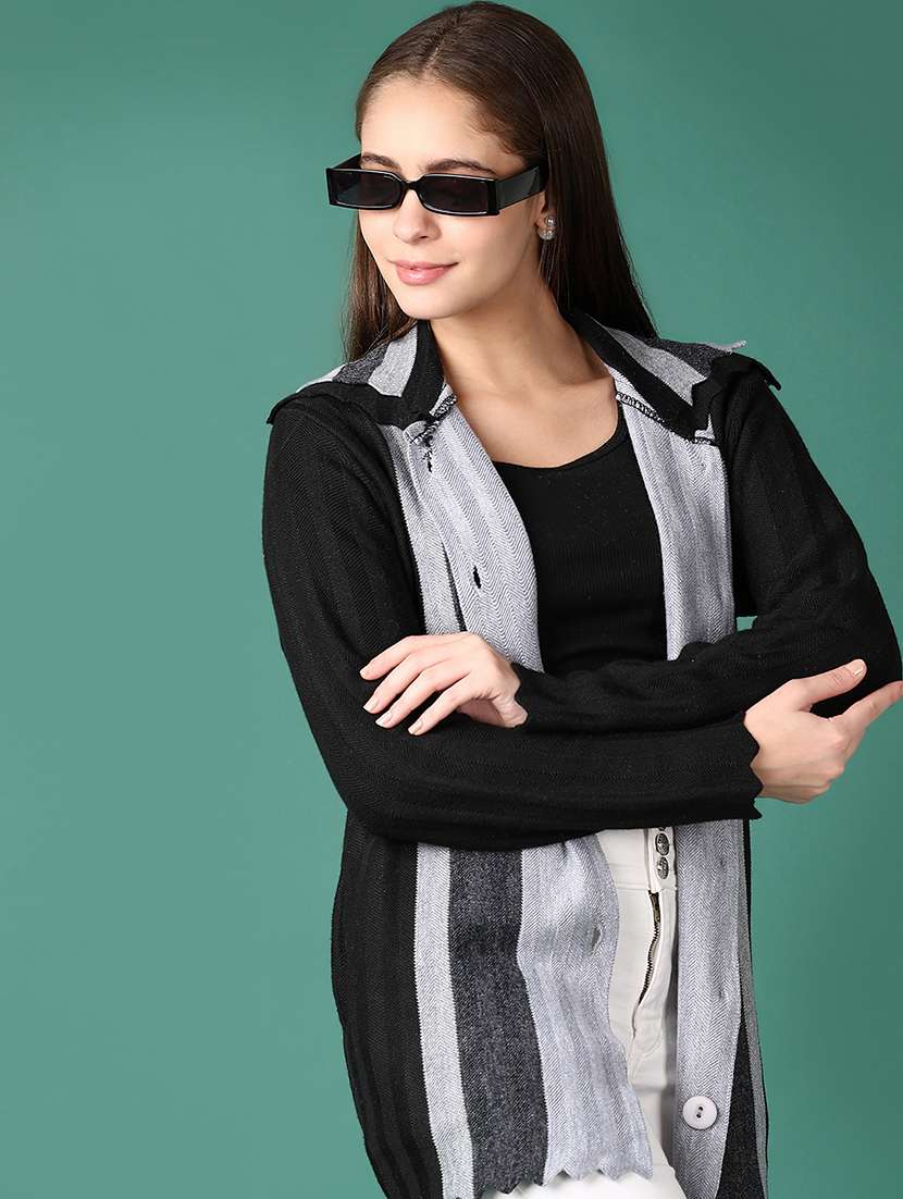 women striped long sleeve cardigan - 21569756 -  Standard Image - 4