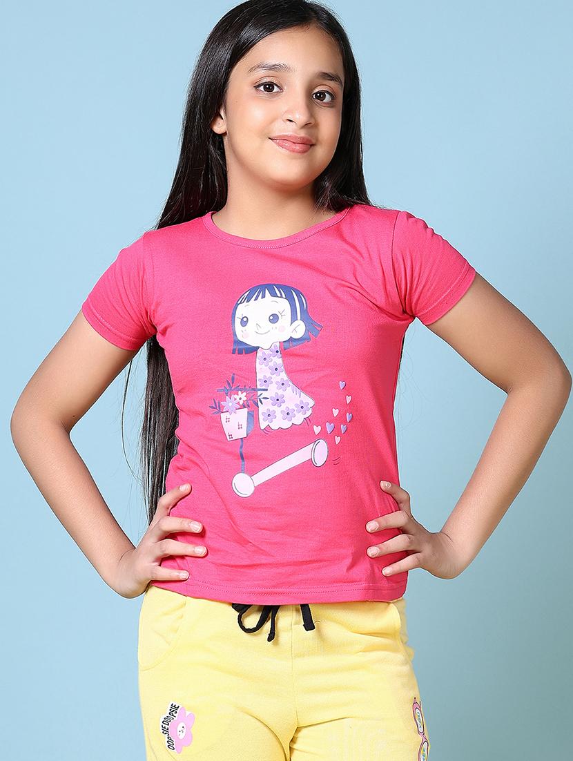 girls front print short sleeves tee - 21569795 - Standard Image - 1