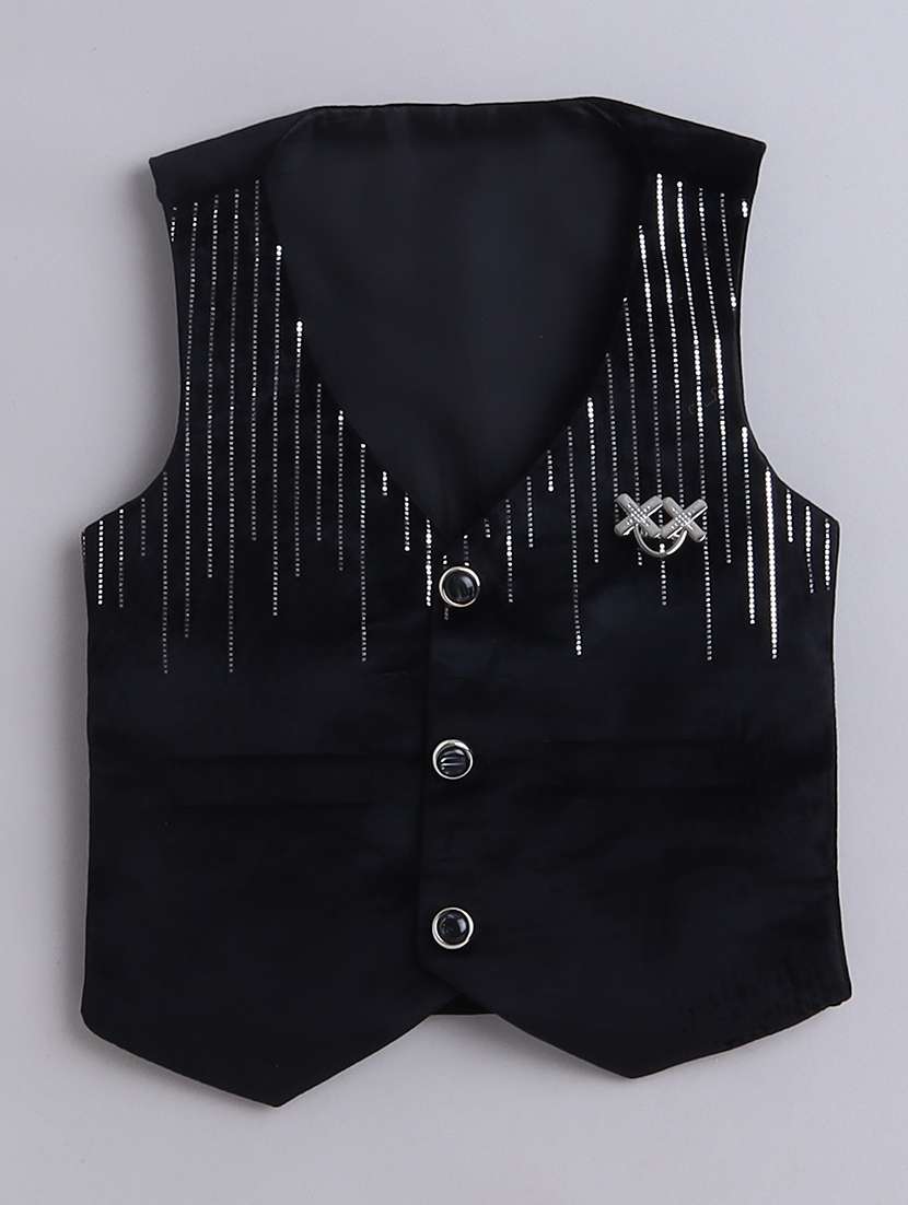 boys embellished formal 3 pcs partywear suit set with neck bow - 21570377 -  Standard Image - 1