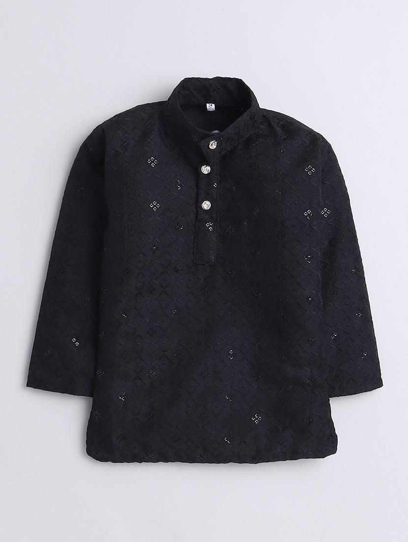 boys embroidered & sequins work kurta and bottom set - 21570440 -  Standard Image - 1