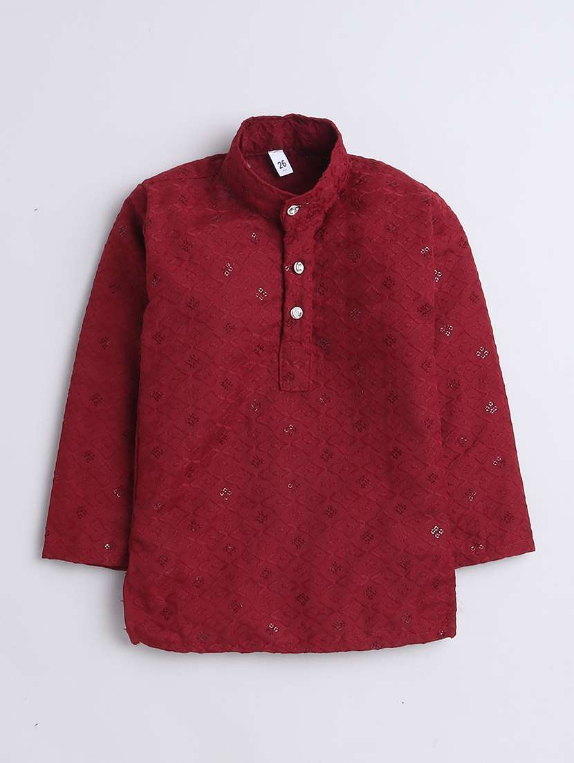 boys embroidered & sequins work kurta and bottom set - 21570442 - Standard Image - 1
