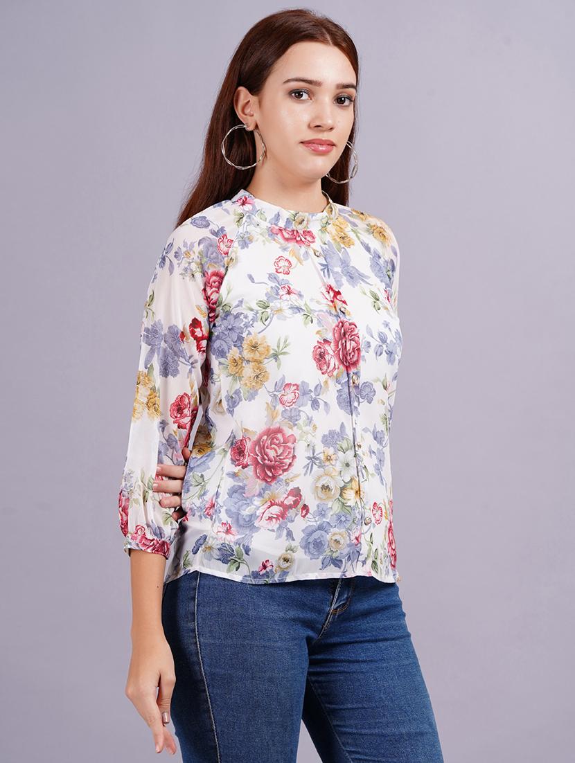 women white floral printed regular top - 21570490 -  Standard Image - 1