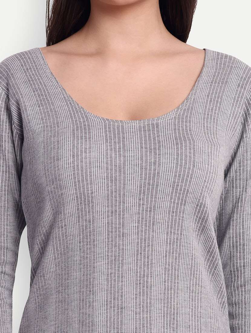 women solid long sleeve scoop neck thermal top - 21570592 -  Standard Image - 4